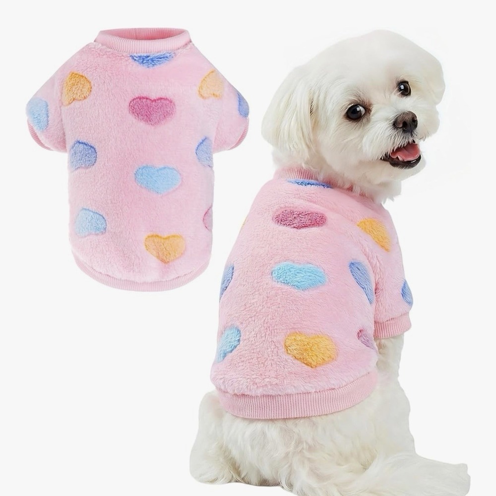 Heart Print Flannel Dog‎ Vest Soft Puppy Coat Dogs Winter Wear Size XL